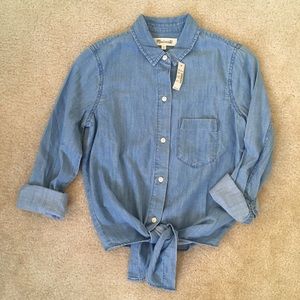 NWT Madewell Denim Tie-Waist Shirt